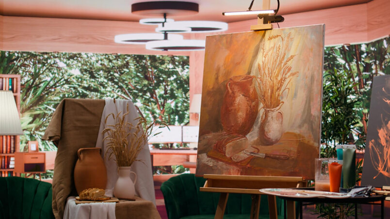 Hotel-Lobby auf Mallorca mit harmonisch arrangierten Fine-Art-Prints an der Wand