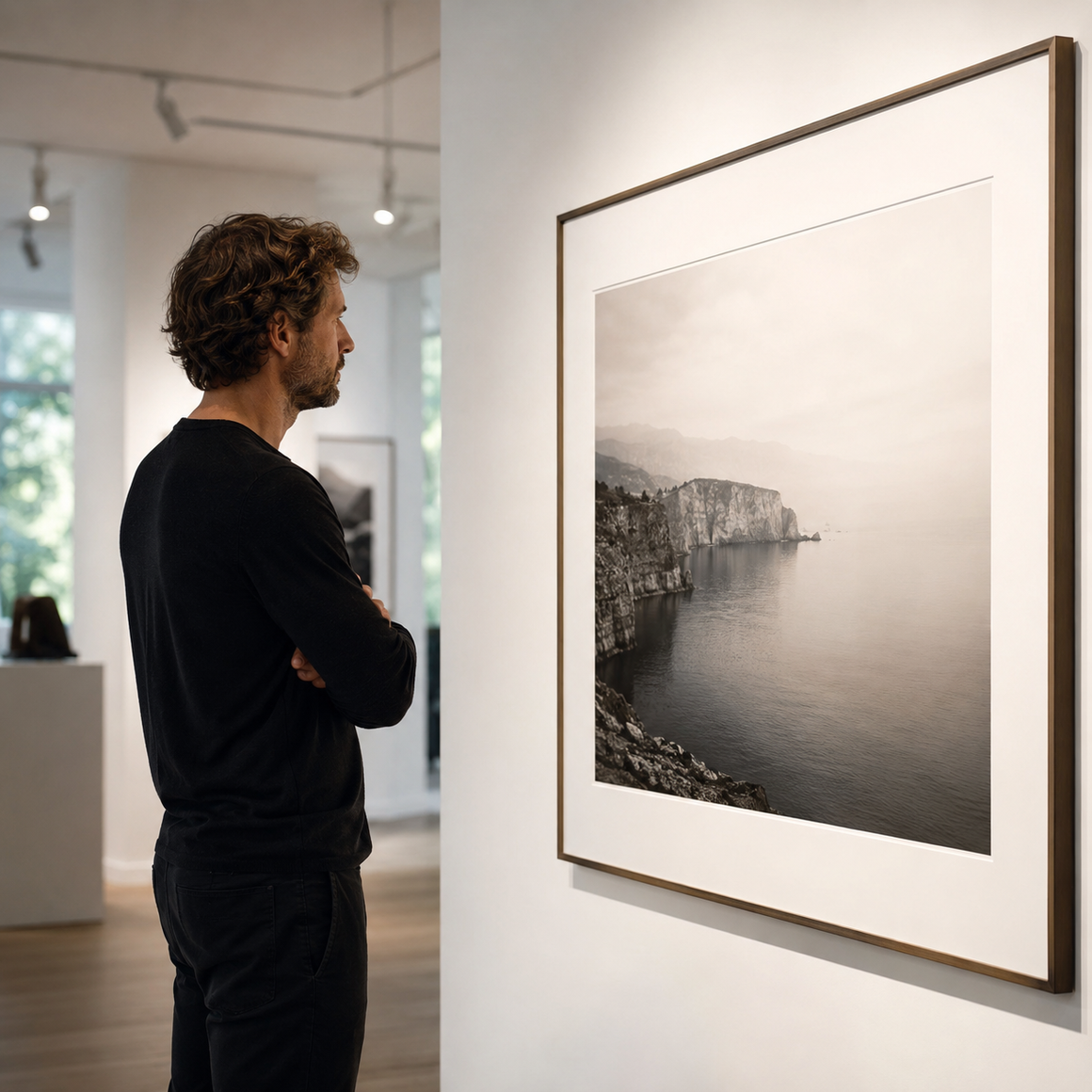 Galeriewand mit mehreren Fine-Art-Prints in neutralem Raum